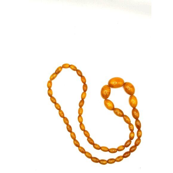 Butterscotch Baltic AMBER beaded Egg York GRADUATED necklace barrel clasp - Picture 7 of 9
